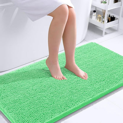 OLANLY Bathroom Runner Rugs 40x24, Extra Soft Absorbent Chenille Bath Rugs | Mint Green, Quick-Drying Rubber Backing, Washable Long Bath Mat for Bathroom Floor, Tub and Shower, Home Decor Accessories