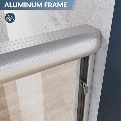 SUNNY SHOWER 60 in.W x 72 in.H Semi-Frameless Shower Door, DoubleSliding Glass Shower Door, 1/4" Clear Glass Shower Enclosure, Brushed Nickel Finish