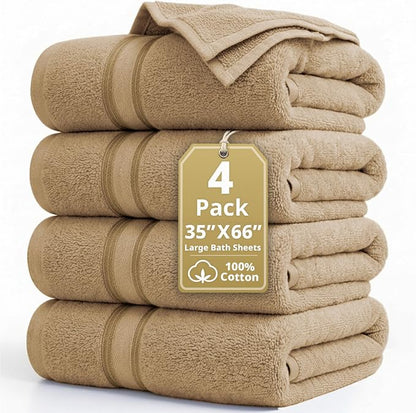 LANE LINEN 100% Cotton Large Bath Towels - Zero Twist – Designed to Last Longer Turkish Towel Sets - Soft, Quick Dry & Super Absorbent - Wrap Yourself in Cloud-Like Comfort After Every Shower - Taupe