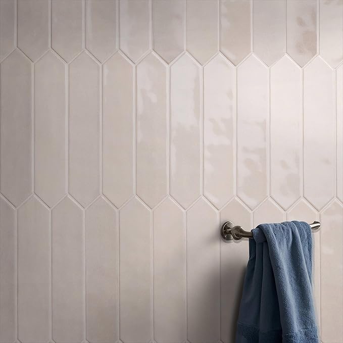MSI Renzo Dove 2.5 Inch x 13 Inch Glossy Ceramic Picket Wall Tile for Bathroom, Kitchen Backsplash, Accent Tile, and Shower Wall