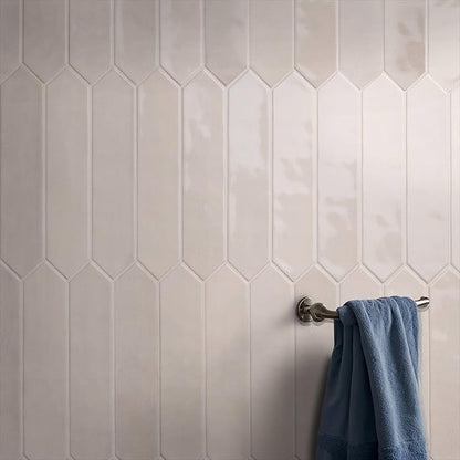 MSI Renzo Dove 2.5 Inch x 13 Inch Glossy Ceramic Picket Wall Tile for Bathroom, Kitchen Backsplash, Accent Tile, and Shower Wall