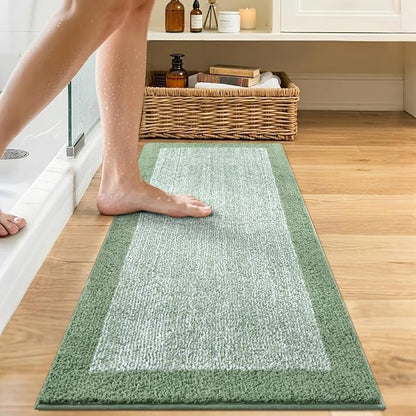 Bathroom Rugs 48x17 Non Slip Washable, Green Bath Mat for Bathroom Floor Tub, Soft Absorbent Quick Dry Mats for Shower, Bathtub,Home Decor