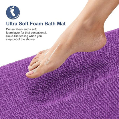 OLANLY Thick Memory Foam Bathroom Rugs 30x20, Absorbent Bath Mat, Purple | Soft Quick Dry Bath Rugs, Non-Slip, Machine Washable Carpet for Bathroom Floor, Tub and Shower, Home Decor Accessories