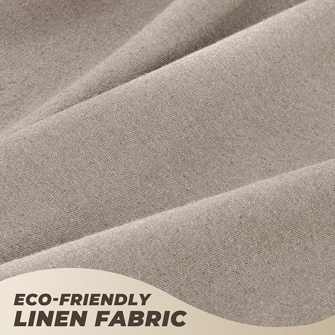 Linen Shower Curtain Boho Taupe Shower Curtain with Tassels 72"W x 96"L | Thick linen-poly blend, soft textured drape, handcrafted fringe, neutral rustic farmhouse bathroom decor