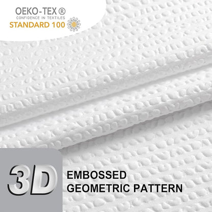 Berry Extra Long White Shower Curtain 96 Inch Long, 3D Embossed Texture Fabric Bathroom Shower Curtain, Large Hotel Bath Curtain with 12 Holes, Washable Cloth Shower Curtains, 72x96, White