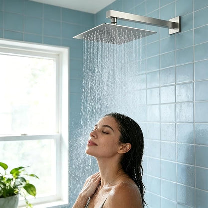 Midanya Square Rain Shower Head,High Pressure,Brushed Nickel 6 Inch | 360°Swivel,Ceiling or Wall Mount,Waterfall Full Body Coverage,Bathroom Remodel,Stainless Steel Large Rainfall Shower Head