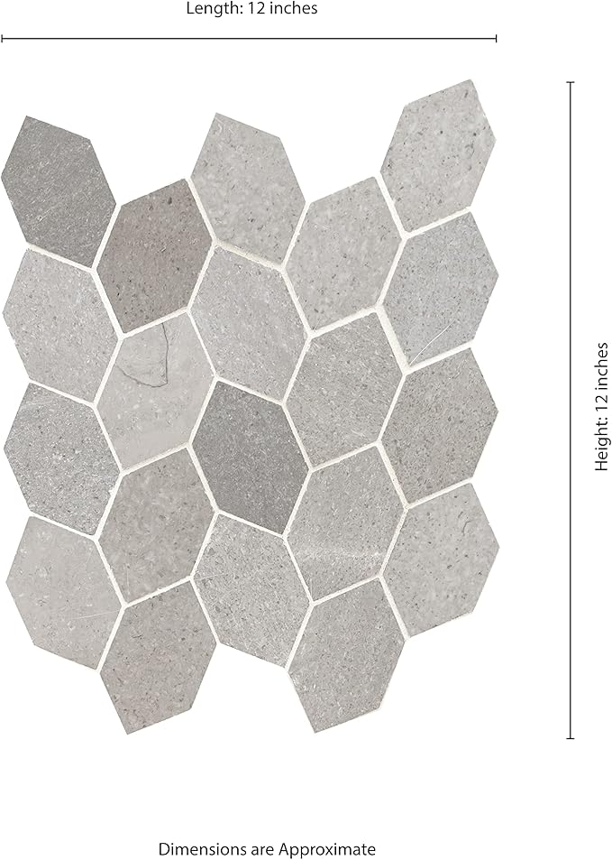 MSI Lilly Pad 11.15 in. x 12.60 in. x 10mm Honed Limestone Tile for Kitchen Backsplash, Floor Tile, Wall Tile for Bathroom, Shower Wall Tile, Mesh Mounted Mosaic Tile