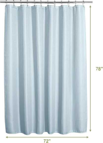 AmazerBath Fog Blue Shower Curtain Waffle Textured, Fabric Shower Curtain Thick Heavy Duty 240GSM Hotel Quality Bathroom Shower Curtains, 72 x 78 Inches