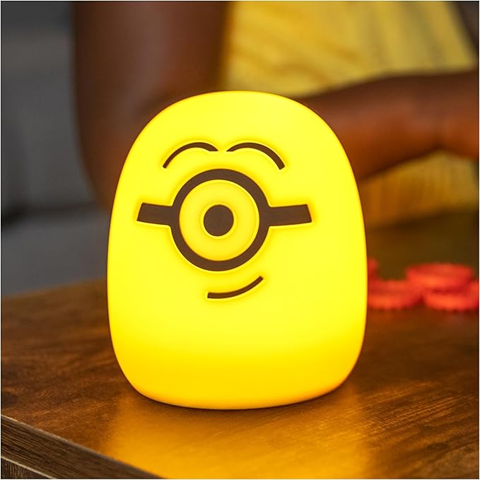 Lights By Night Squish'ems Minions Night Light for Kids, Soft Silicone | Dimmable Kids Bedside Lamp, Light for Kids Room, Bedroom, and Playroom, USB Powered with AAA Battery Option