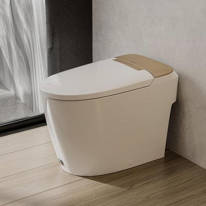 CD-W10V Non-Electric Bidet Toilet, Elongated, Glod | MAP 1000g Powerful Flush Smart Toilet, ADA comfort height, air pressure assisted,soft open/close,Foot-kick Flush,1.0 GPF