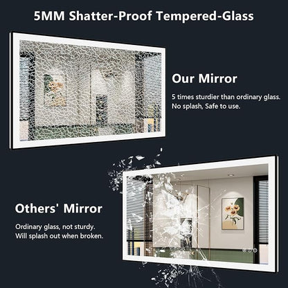 24x30 LED Bathroom Mirror with Lights, Black Framed Lighted Mirror | Backlit and Front Light, Anti-Fog, 3 Color Dimmable, Memory, Tempered Glass, IP54 Waterproof, UL Listed