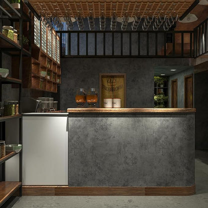 3yecao 16"×197" Extra Thick Dark Blue Grey Concrete Wallpaper Peel and Stick Waterproof Gray Concrete Contact Paper Vinyl Wrap 3d Faux Adhesive Cement Tile Sticker for Kitchen Island Bedroom Gym Walls