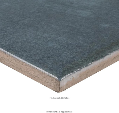 MSI Renzo Denim 5 Inch x 5 Inch Glossy Ceramic Square Wall Tile for Bathroom, Kitchen Backsplash, Accent Wall, and Shower