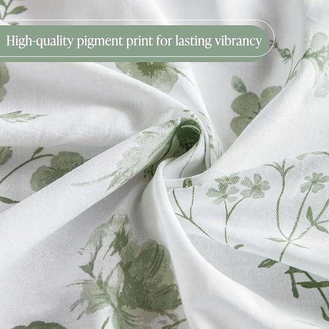 Martha Stewart Cotton Floral Extra Long Shower Curtain, 72 x 72, Sage Green | Martha's Garden Series, Botanical Floral Print, Spa Quality Modern, Machine Washable, Modern Bathroom Curtains