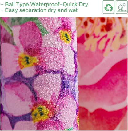Floral Shower Curtain, Watercolor Flowers Shower Curtain Summer Blooming Flowers Painting Shower Curtain Sets Waterproof Polyester Fabric Machine Washable Home Farmhouse Decor Bath Curtain