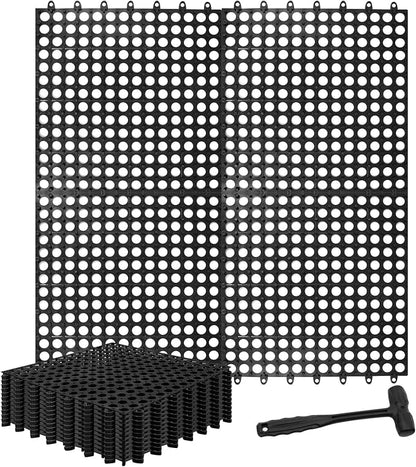12 Pack Interlocking Floor Tiles 12x12 Inch, Non-Slip Drainage Tiles | Interlocking Drainage Floor Tiles Garage Tiles for Bathroom, Pool Deck, Gym, Garage, Kitchen & Wet Areas, Black