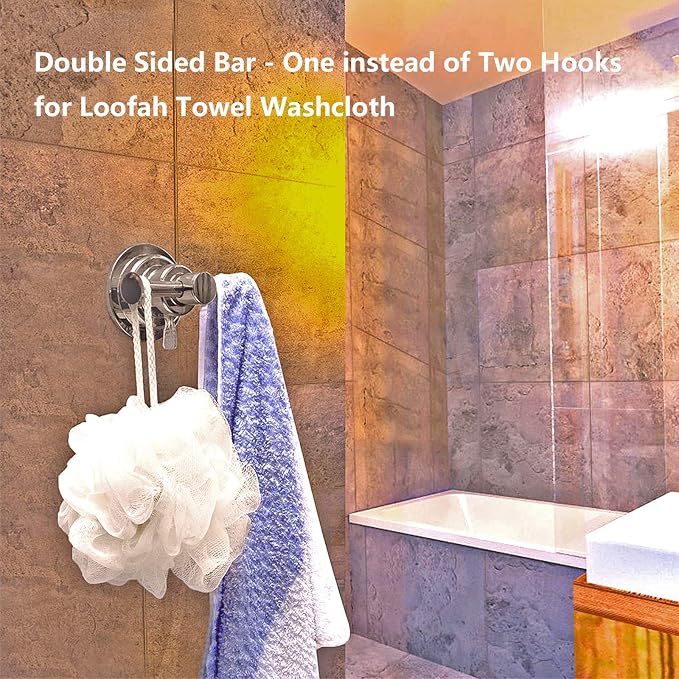 BOPai Stylish Suction Cup Hooks for Shower, Chrome | Repositionable & Powerful Vacuum Suction