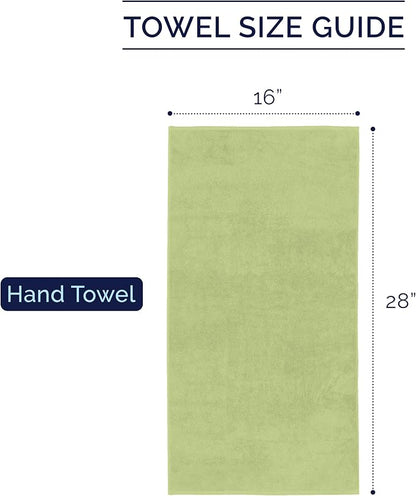 Elegant Comfort Premium Turkish Cotton 4 Pack Hand Towel Set - 16 x 28 inch, Luxurious Hotel Spa Quality 100% Turkish Cotton 4PC Hand Towel Set - Highly Absorbent - Soft Bathroom Towels, Sage