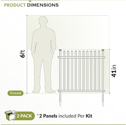 Zippity Burbank Picket Fence Panels, White Vinyl DIY No Dig Kit | 41inH x 44inW, 2 Panels, Temporary Barrier for Backyard, ZP19057