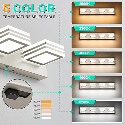 SOLFART Bathroom Vanity Light Over Mirror - 4 Light Led Vanity Light Fixture 26inch Matt Lights for Medicine Cabinet 5CCT Dimmable