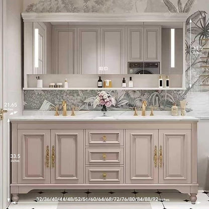 American Minimalist Bathroom Vanity with Sink Mirror 36-92IN, Premium Solid Wood Vanity with LED Lighting& Defogging
