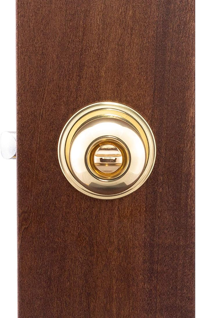 Copper Creek BK2030PB Ball Door Knob, Privacy Function, 2 Pack, Polished Brass