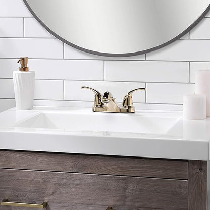 Aqua Vista 15-B42WP-PB-AV Two Handle Bathroom Sink Faucet, Polished Brass