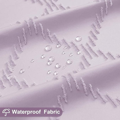 Lavender Boho Fabric Shower Curtain with Tassel 72x84, Tufted Textured | Modern Farmhouse Curtain for Bathroom, Extra Long Bathroom Curtain, Minimalist Decor, Waterproof