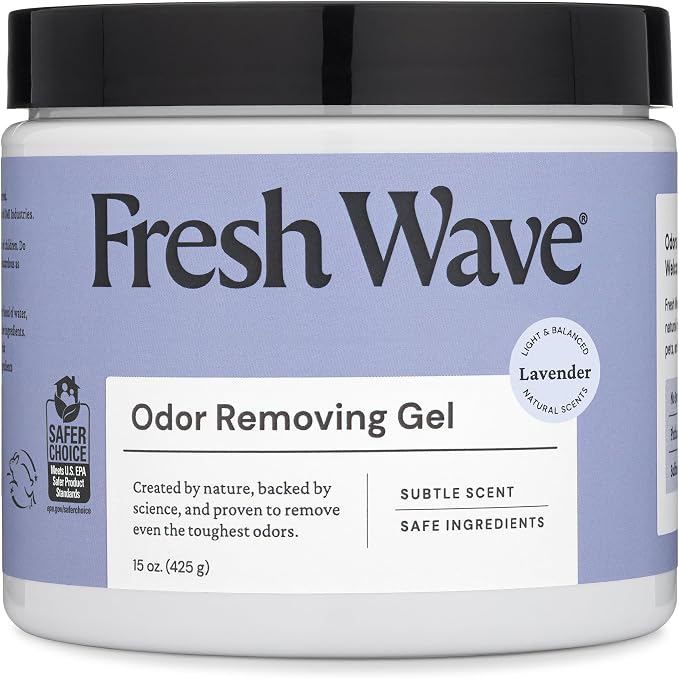 Fresh Wave Lavender Odor Eliminator Gel 15 oz - Air Freshener for Home | Lasts 30-60 days. Plant-based odor absorber. No perfumes or harsh chemicals. Bathroom & closet deoderizer. Refills available.