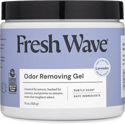 Fresh Wave Lavender Odor Eliminator Gel 15 oz - Air Freshener for Home | Lasts 30-60 days. Plant-based odor absorber. No perfumes or harsh chemicals. Bathroom & closet deoderizer. Refills available.