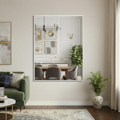 FICTOR Bathroom Vanity Mirror for Over Sink, 30" x 40", Silver | Anti-Rust Frame, Shatterproof Tempered Glass, Vertical/Horizontal Wall Mounted Mirror for Bedroom, Entryway, Living Room