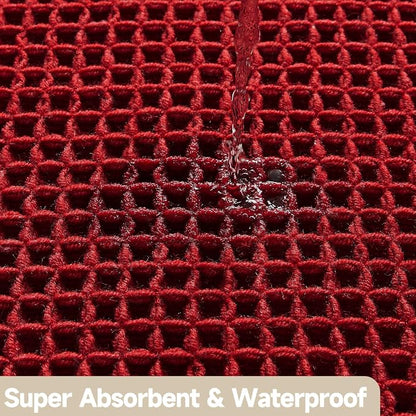 TYUU Waffle Bath Mat, Boho Bathroom Rugs Non Slip, 36x24 Burgundy | Super Absorbent Quick Dry Bath Rug, Non-Slip Backing, Soft Waffle Washable Farmhouse Bathroom Mats, Tub, Shower & Home Decor