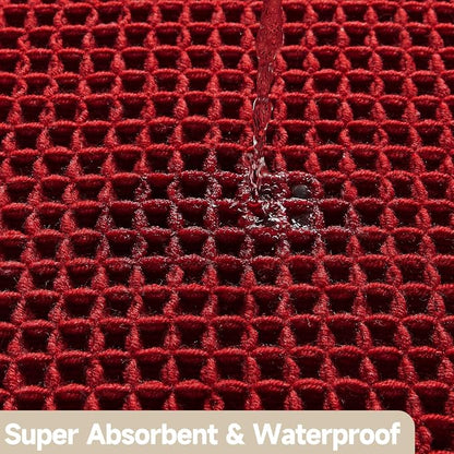 TYUU Waffle Bath Mat, Small Boho Bathroom Rugs Non Slip 24x16 Burgundy | Super Absorbent Quick Dry Bath Rug, Non-Slip Backing, Soft Waffle Washable Farmhouse Bathroom Mats, Tub, Shower & Home Decor