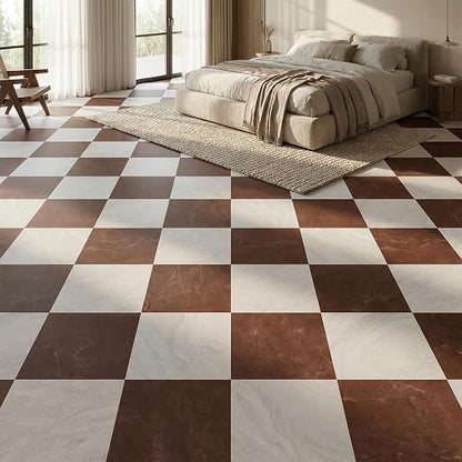Peel and Stick Floor Tiles | 30 Sq.Ft Light Red Marble | Matte Finish / Recycleable / Anti-slip / Surface Coated /1.5mm Thick /12 by 12 Inches / Indoor Area / Easy to Clean /