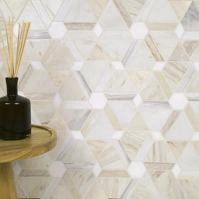 MSI Angora Floralis 11 in. x 12 in. Polished Marble Mosaic Floor and Wall Tile for Bathroom, Kitchen Backsplash, Accent Wall Tile, and Shower Wall Tile