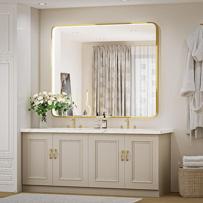43X36 Inch Gold Framed LED Lighted Bathroom Mirror