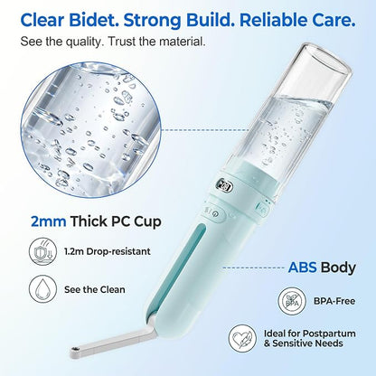 Electric Portable Bidet – Rechargeable Travel Bidet for Women Postpartum Care & Personal Hygiene | with 3 Pressure Modes for Home Travel & Camping (Aqua)
