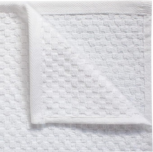 COTTON CRAFT Euro Spa Waffle Wash Cloth - Set of 12 Luxury Pure Ringspun Cotton Waffle Weave Bathroom Face Towel - Everyday Plush Absorbent Hotel Gym Shower Beach Kitchen Travel Dorm - 12x12 - White