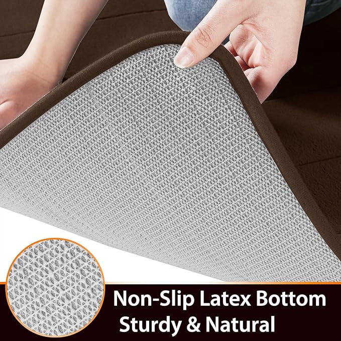 Yimobra Brown Bath Mat, Super Soft Absorbent Memory Foam Bathroom Rug Non Slip, Quick Dry, Machine Washable Floor Carpet for Tub Shower, Home Decor Accessories, 24x17