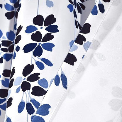 Lush Decor Weeping Flower Light Filtering Window Curtain Panels, Pair, 52"W x 84"L + 2" Header, Navy & Blue - Charming Modern Floral Curtains for Living Room, Dining Room, & Bedroom