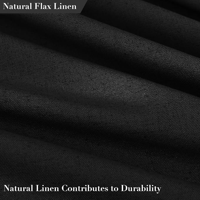 Extra Long Black Boho Linen Shower Curtain 84 Inches Textured Heavy Duty Fancy Tassel Farmhouse Fabric Bath Curtain Set with Hooks Neutral Modern Luxury Shower Curtains for Bathroom 72x84