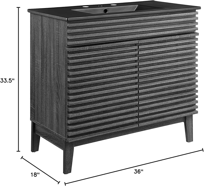 Modway Render 36" Bathroom Vanity in Charcoal Black