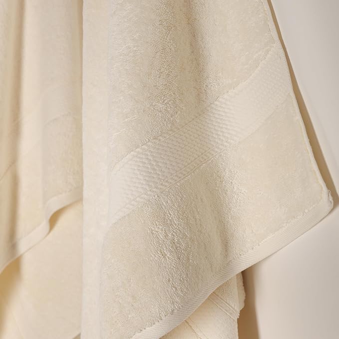 SUPERIOR Egyptian Cotton Plush & Absorbent, Bath Towel Set of 2, Cream | Quick Dry, Soft Luxury Towel Set, Bath Essentials for Bathroom, Guest Bath, Spa, 2 Piece Bath, Madeline Towels
