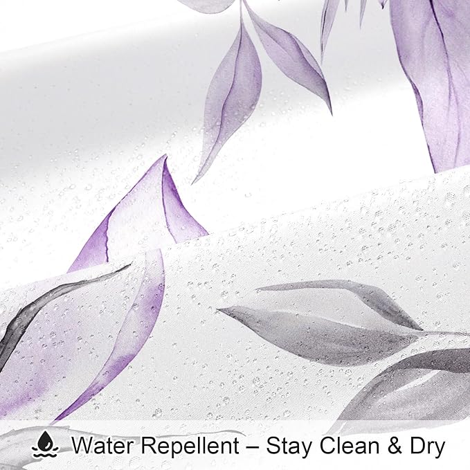 Litabel Extra Long Boho Watercolor Floral Shower Curtain 72 x 84, Lavender Painting Style Flower Shower Curtains for Chic Elegant Bathroom, Artistic XL Modern Fabric Cloth Shower Curtain