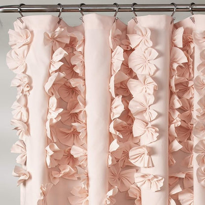 Lush Decor Riley Shower Curtain, 72" W x 72" L, Blush - Bathroom Curtain - Coquette Decor - Bow Shower Curtains - Cottage Core - Fabric Curtains (Pack of 6)