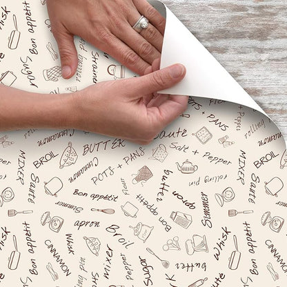 Con-Tact Brand Creative Covering, Self-Adhesive Shelf Liner, Multi-Purpose Vinyl Roll, Easy to Use and Apply, 18'' x 16', Bon Appetit