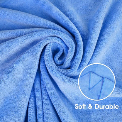 JML Microfiber Bath Towel Set, 6 Pack, 27" x 55", Peach/Grey/Blue | Hanging Loop, Extra Absorbent, Fast Drying, Lint-free, Use for Pool, Swimming, Fitness, Sports, Yoga