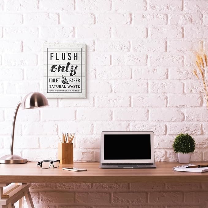 'Flush Only Bathroom Sign Family Home Word'| Wall Plaque Art | Stupell Industries | 13 x 19 Inches, Easy to Hang and Sturdy, Made in USA, by Lil' Rue