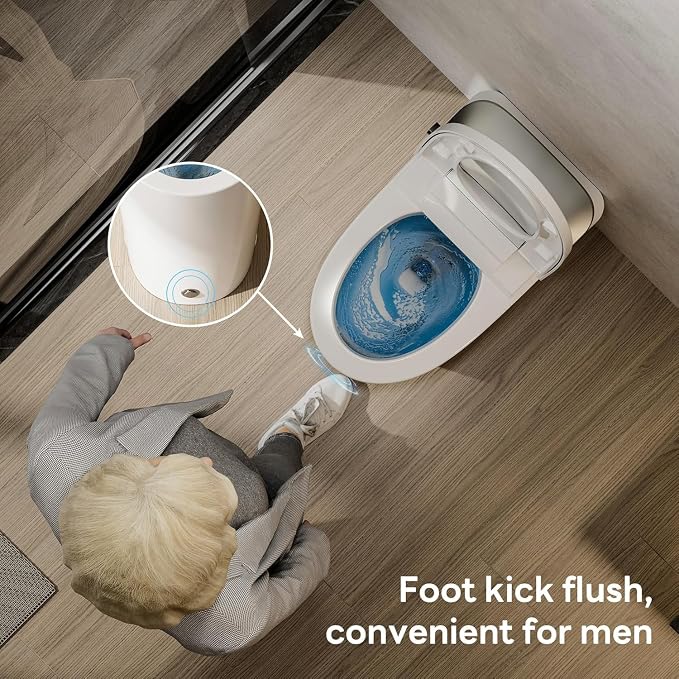 CD-W10V Non-Electric Bidet Toilet, Elongated, Silver | MAP 1000g Powerful Flush Smart Toilet, ADA comfort height, air pressure assisted,soft open/close,Foot-kick Flush,1.0 GPF