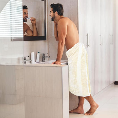 Medium Size Bath Towels Set of 6 – 100% Cotton Terry – 24" x 48" – Quick Dry, Soft & Highly Absorbent – Ivory Towels for Bathroom, Gym, Spa, Pool & Daily Use